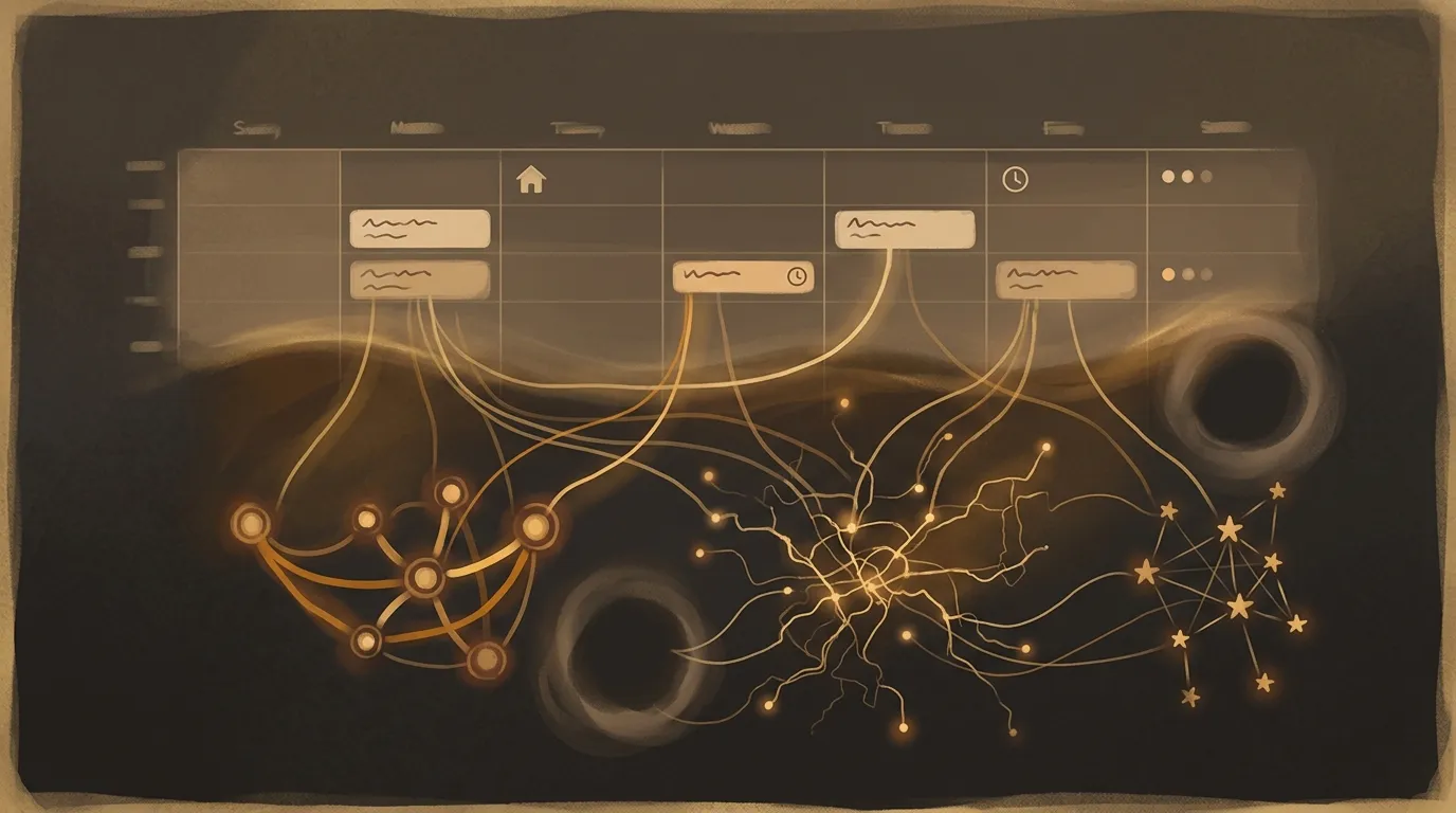 Calendar entries visible to user versus the deeper life patterns an AI system can infer from them