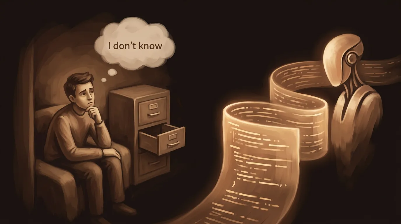 Human admitting uncertainty versus AI generating confident text regardless of knowledge gaps