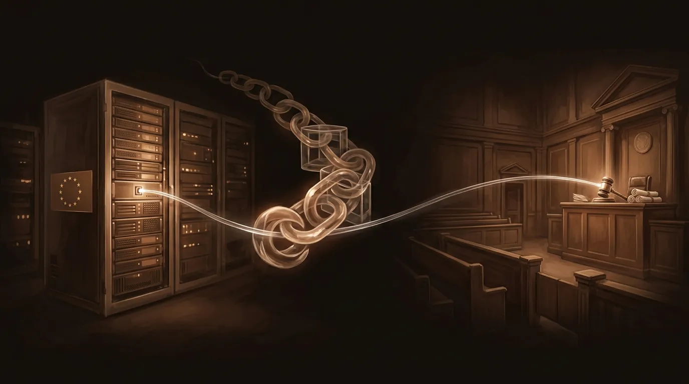 EU-resident server connected by a legal thread through corporate subsidiaries to US jurisdiction