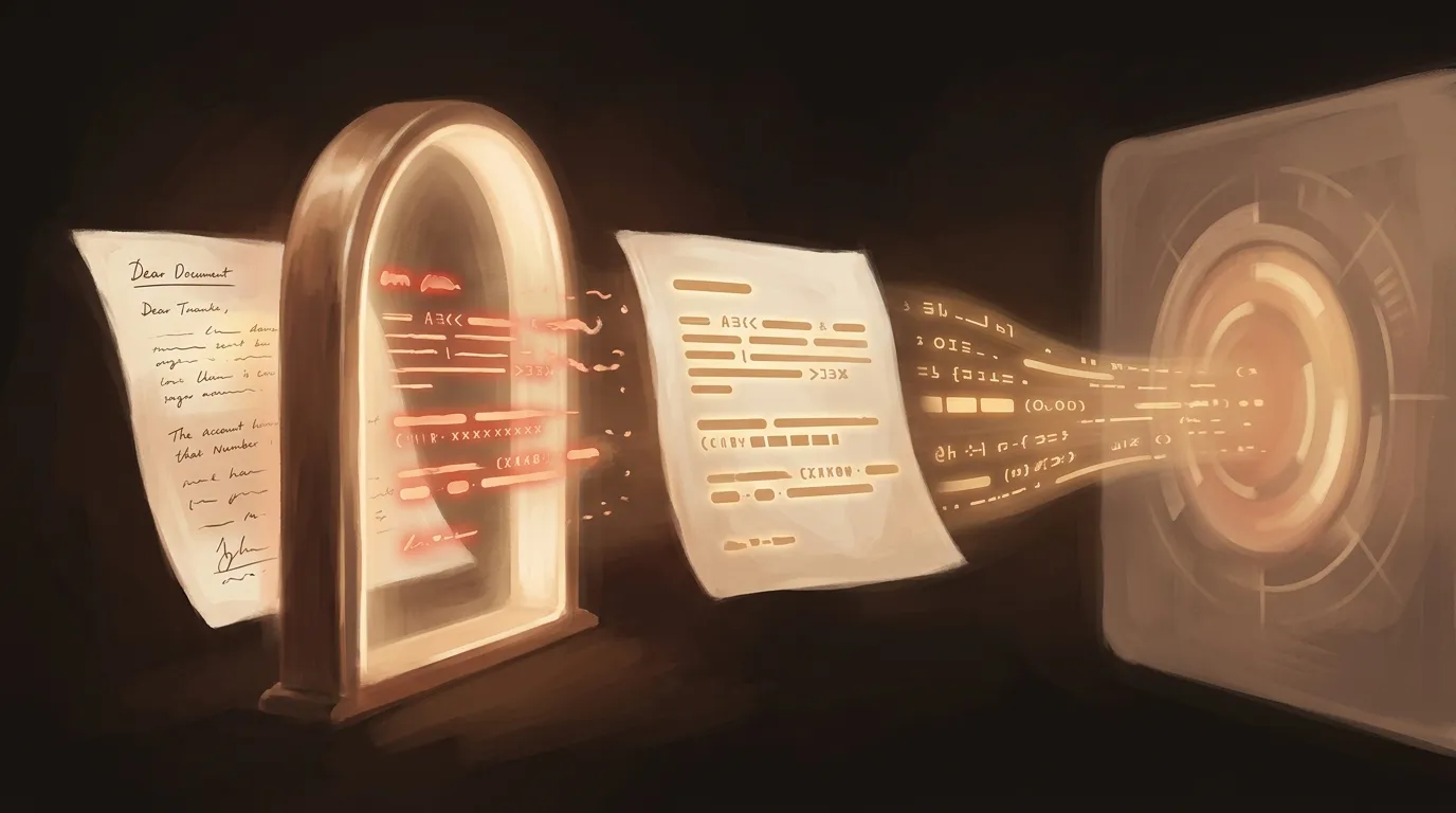 Prompt security scanner removing sensitive data before sending to AI — names, numbers, addresses stripped